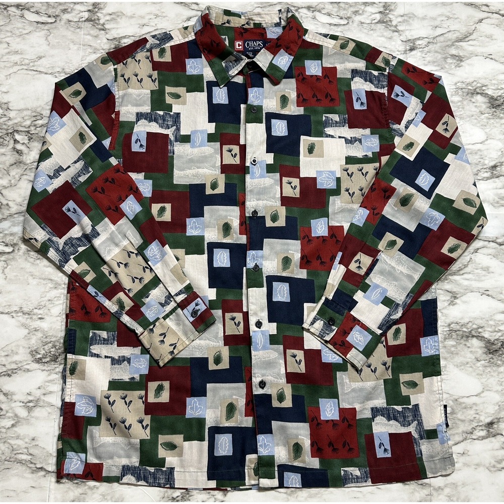 Chaps Men's Shirt Size L Multicolor Plaid Button Down Long Sleeve Casual